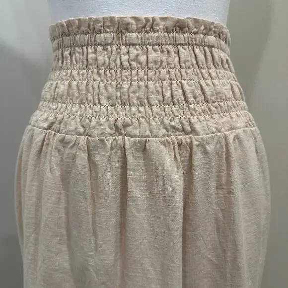 Wildfox Beige‎ Louisa Tiered Maxi Skirt Linen Blend Boho Cottage Peasant Prairie - Picture 4 of 10